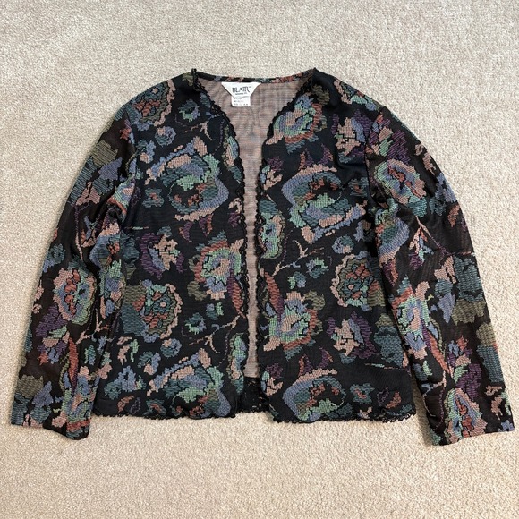 Vintage Blair Floral Tapestry Women's Jacket Open Front‎ Long Sleeve  Sz 16 - Picture 1 of 11